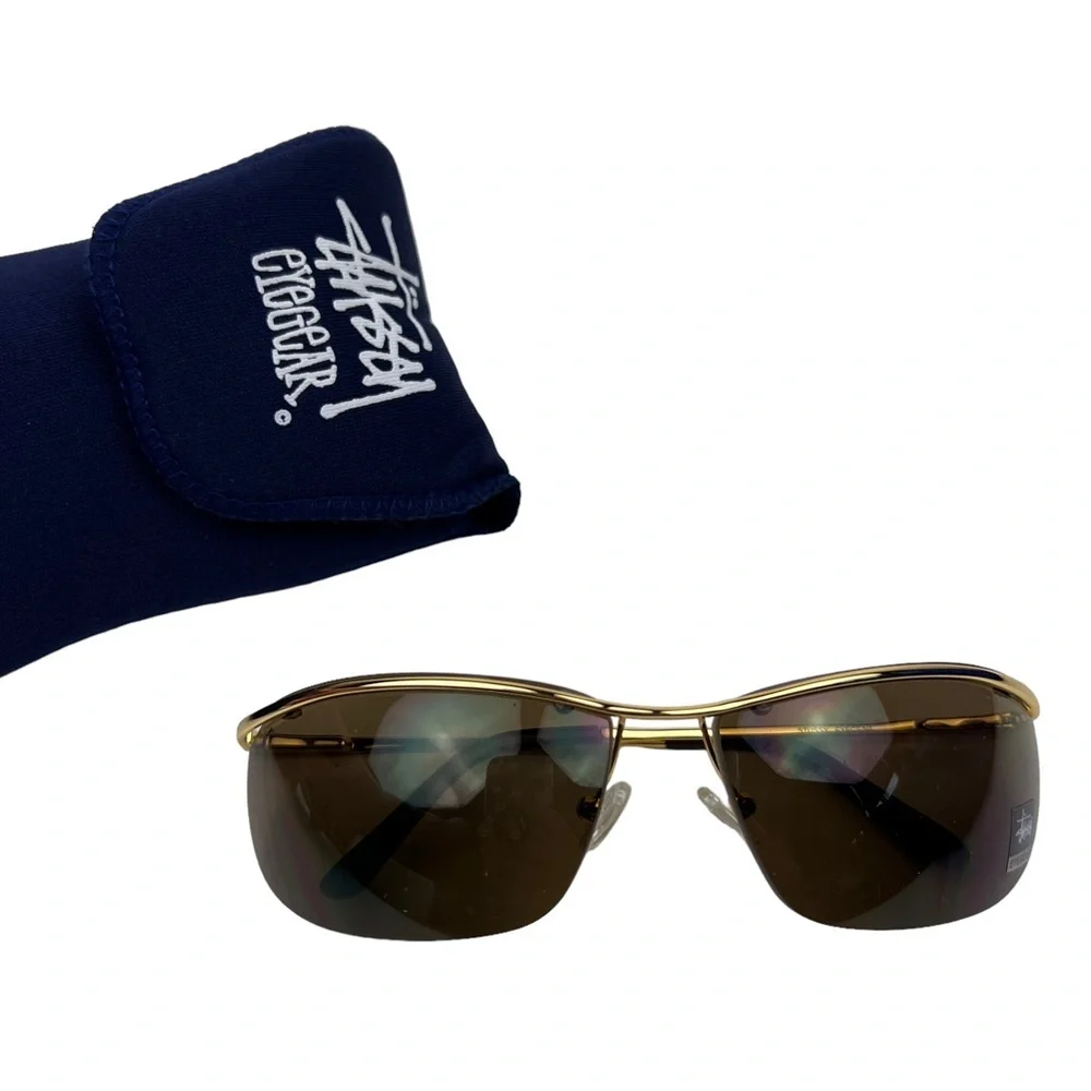 Stussy Hudson Gold Y2K Sunglasses
